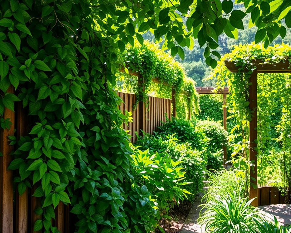 Groene schuttingen in de tuin