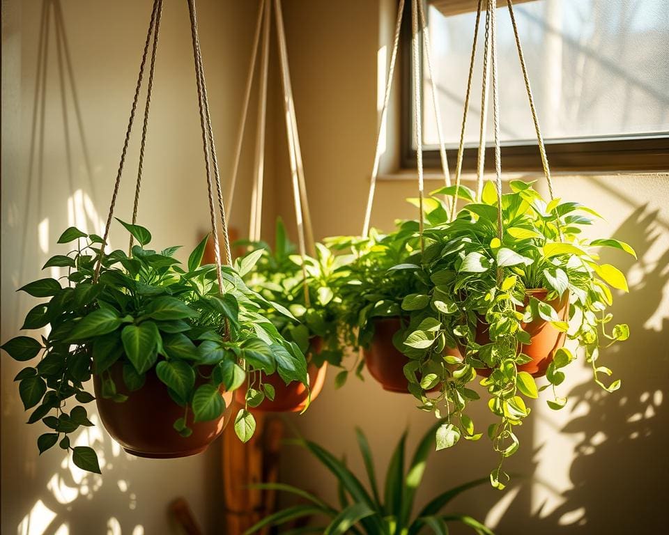 Hangende Plantenbakken die Kleine Ruimtes Groen Maken