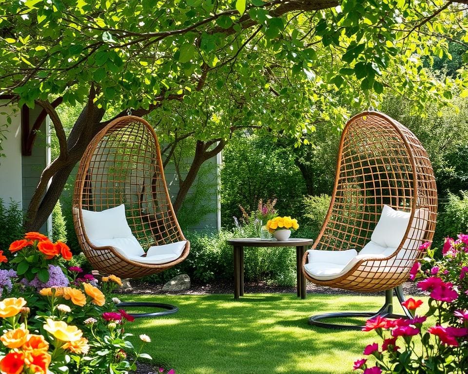 Hangstoelen die Relaxen in de Tuin Tot Een Nieuw Niveau Brengen