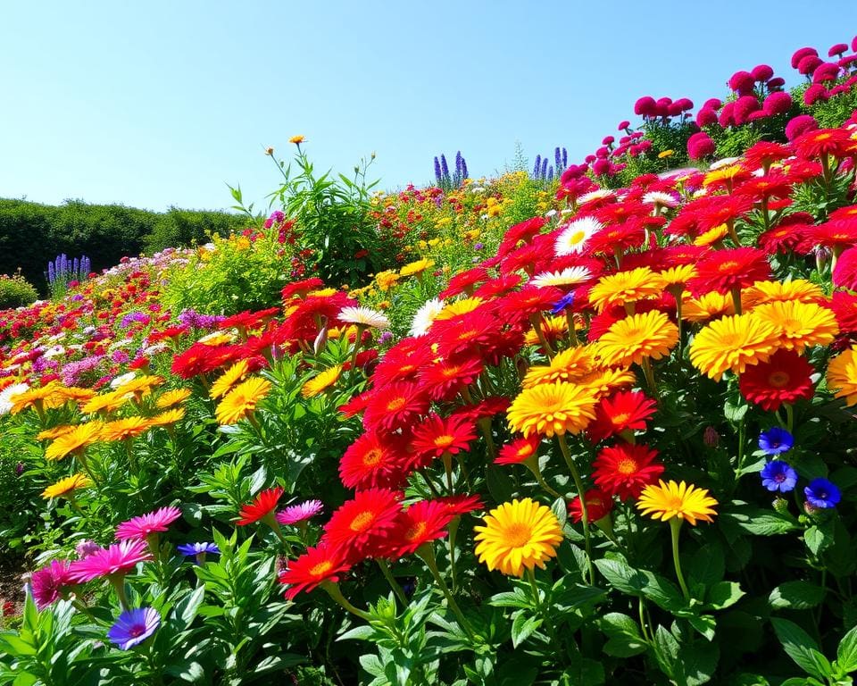 Kleurrijke vaste planten in bloei