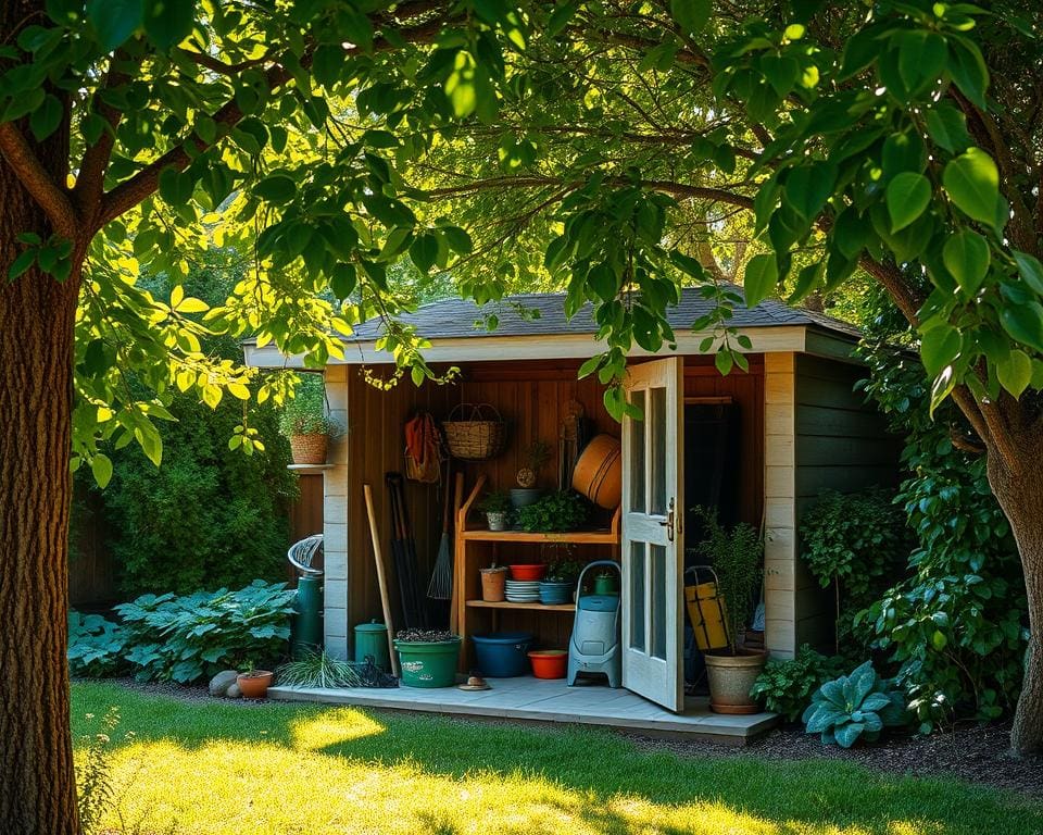 Tuinhuisjes die Opslag en Schaduw Bieden