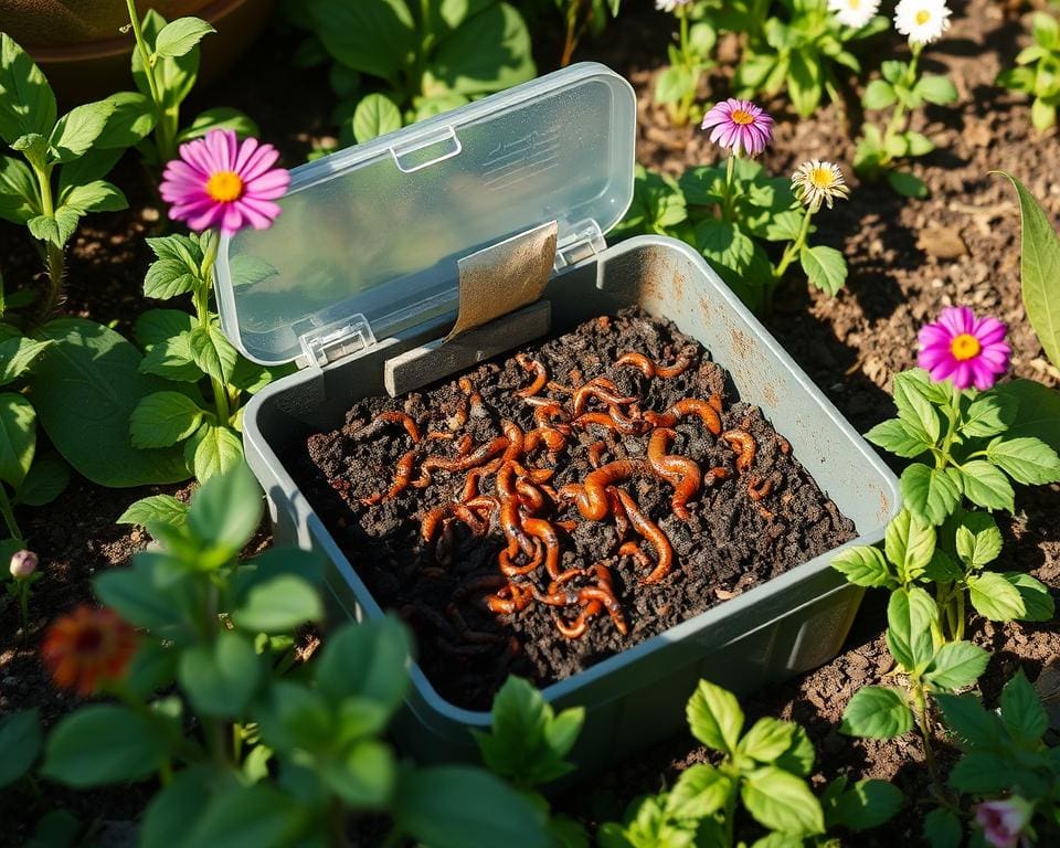 Composteren met wormen in een kleine tuin