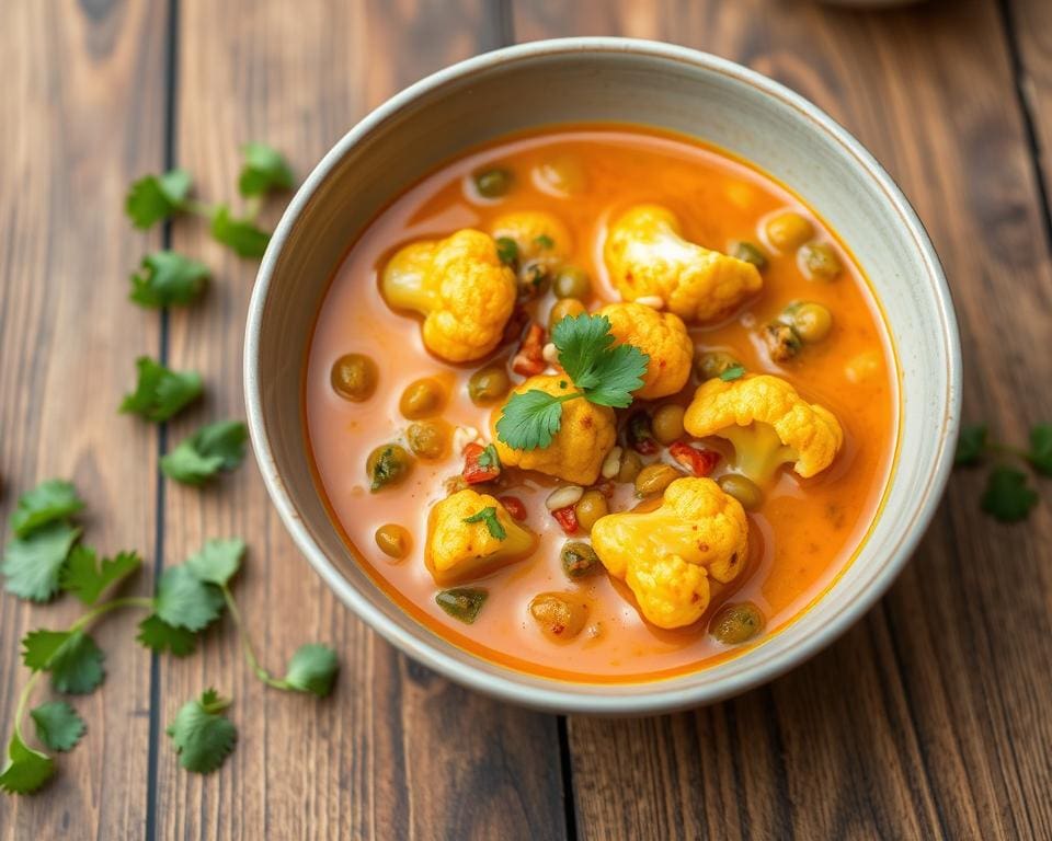 Curry van bloemkool met linzen en kokosmelk