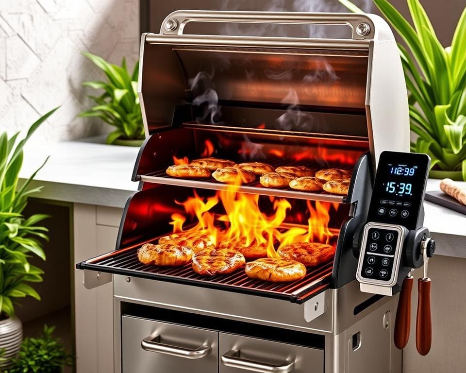 Elektrische barbecue met ingebouwde thermometer