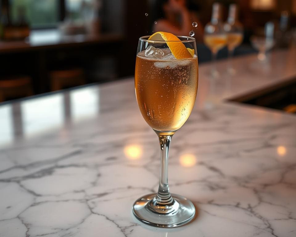 French 75 cocktail: Champagne en gin in balans