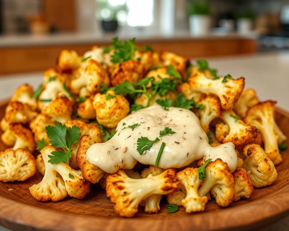 Geroosterde bloemkool met een kruidige tahinsaus