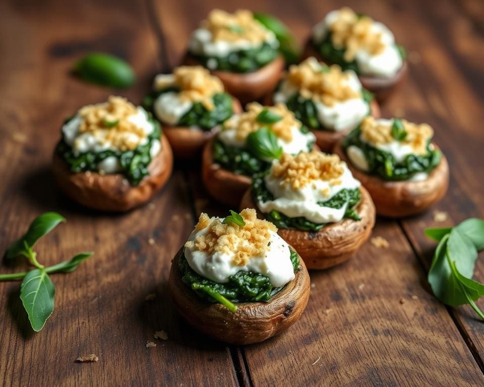 Gevulde champignons met spinazie en ricotta