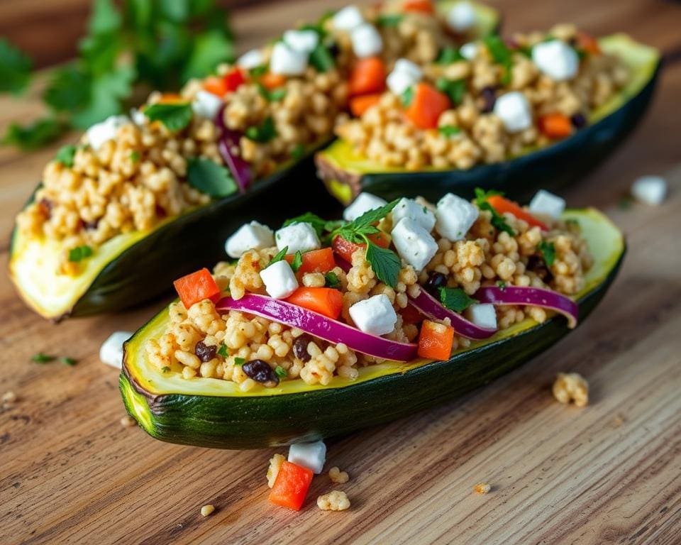 Gevulde courgettes met couscous en feta