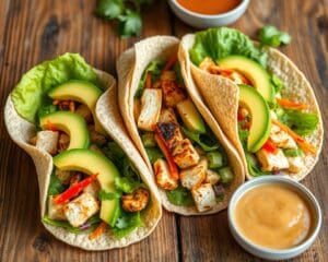 Gevulde volkoren wraps met avocado en kip