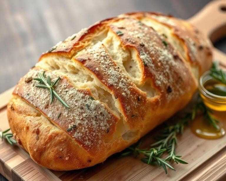 Italiaanse ciabatta met rozemarijn en knoflookolie