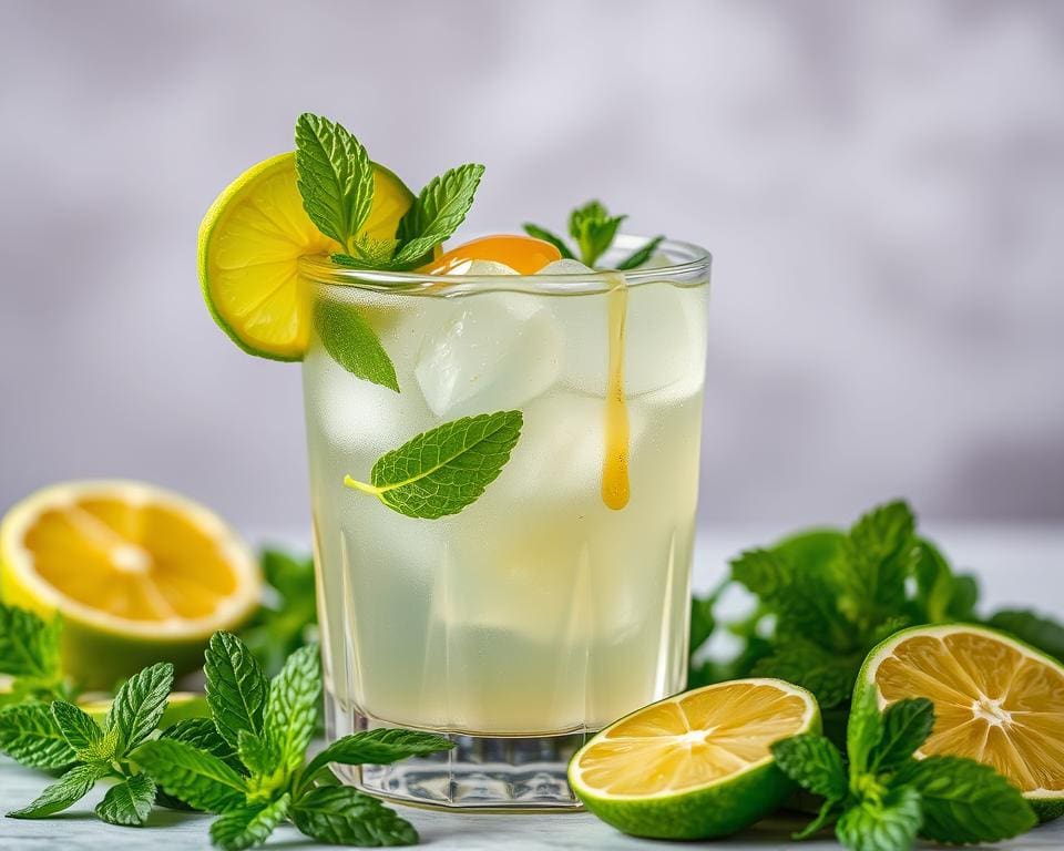 Limoencocktail met munt en een vleugje honing