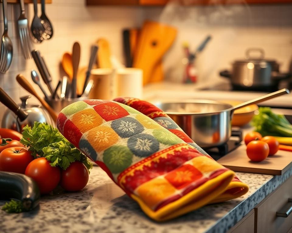 Ovenhandschoenen voor veiligheid tijdens het koken