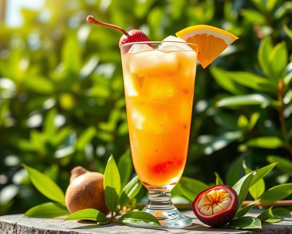 Passievrucht-lychee spritzer voor zomerse dagen