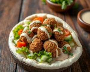 Pitabroodjes met knapperige falafel