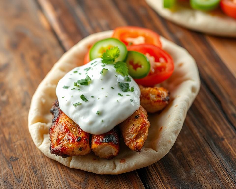 Pita’s met gegrilde kip en tzatziki