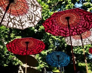 Tuinparasols die Stijl en Schaduw Toevoegen