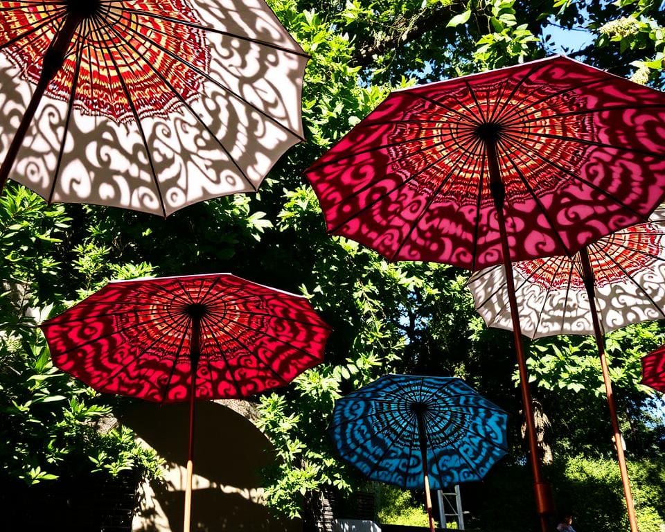 Tuinparasols die Stijl en Schaduw Toevoegen