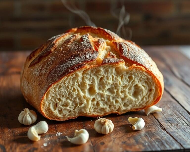 Zelfgebakken zuurdesemstokbrood met knoflook