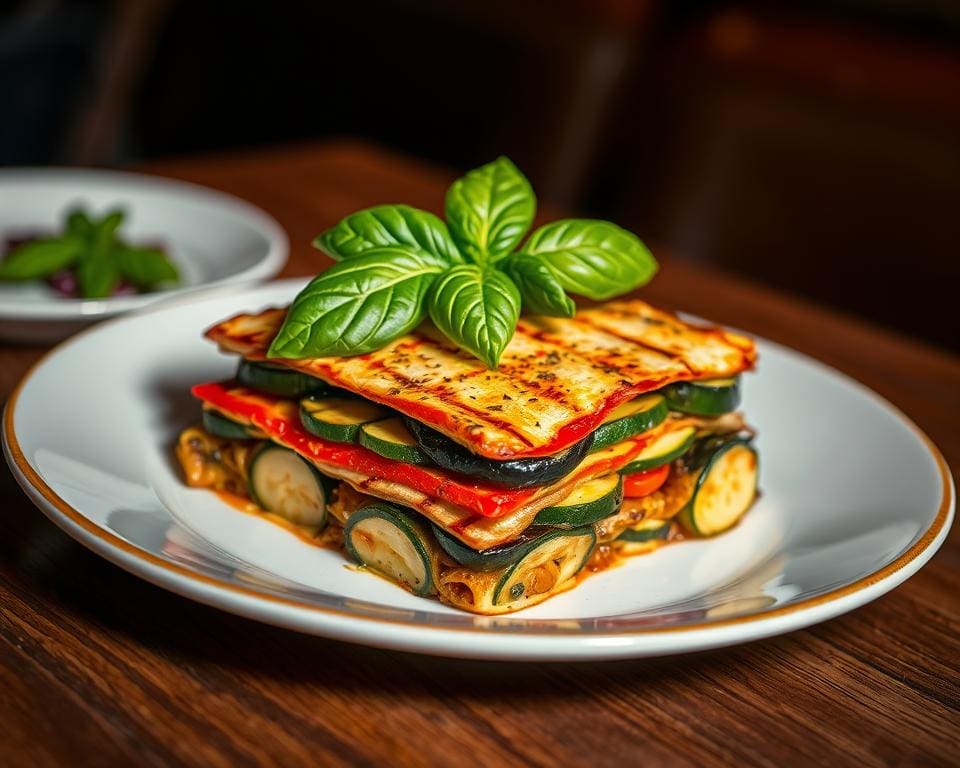 courgette-lasagne met gegrilde groenten