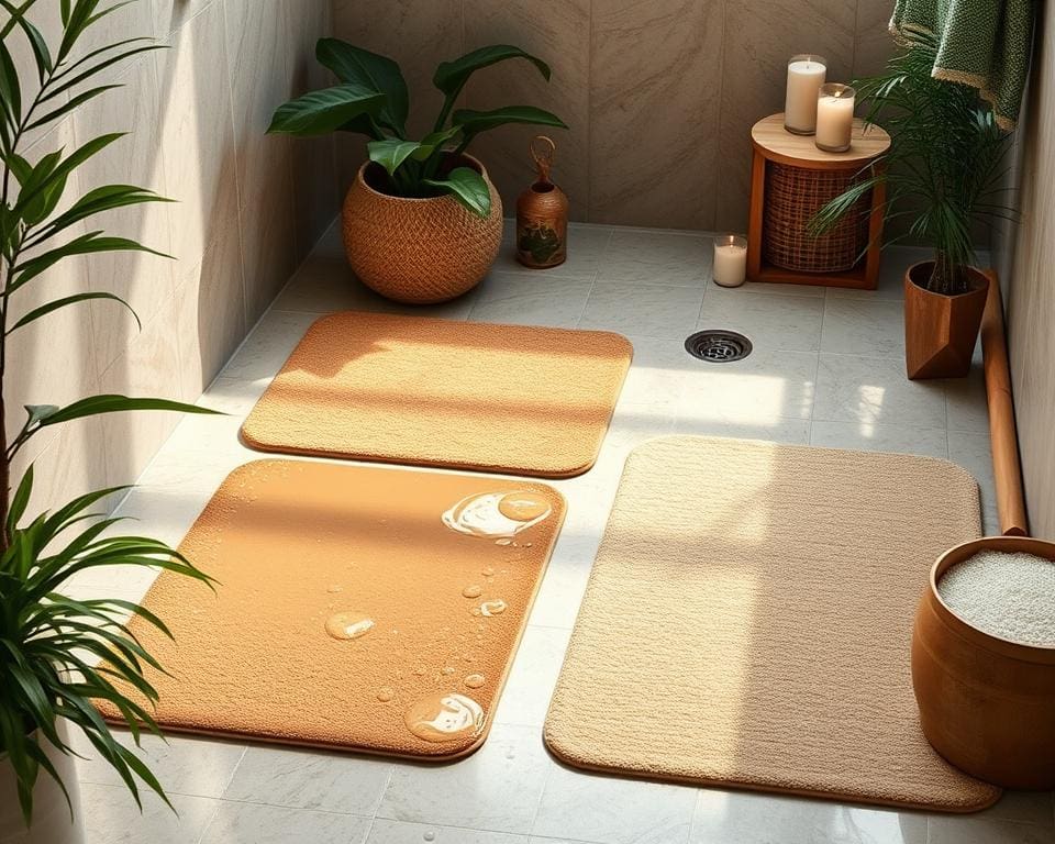 Douchematten met een natuurlijke anti-sliplaag