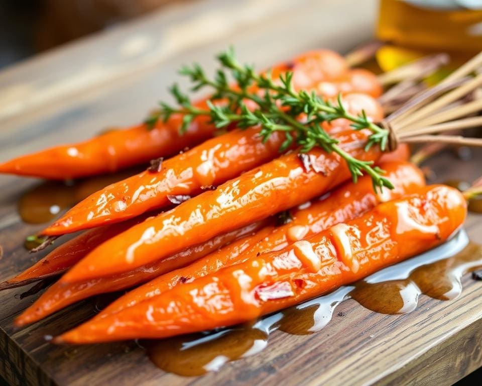 Geroosterde wortelen met een honing-tijmdressing