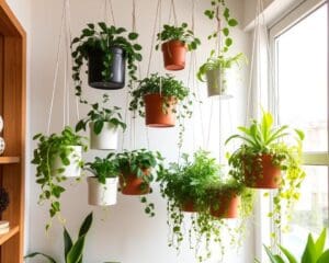 Hangende Plantenbakken die Kleine Ruimtes Maximaal Gebruiken