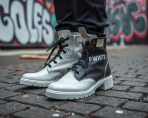 Off-White leren enkellaarzen: Gedurfd en streetwear-ready