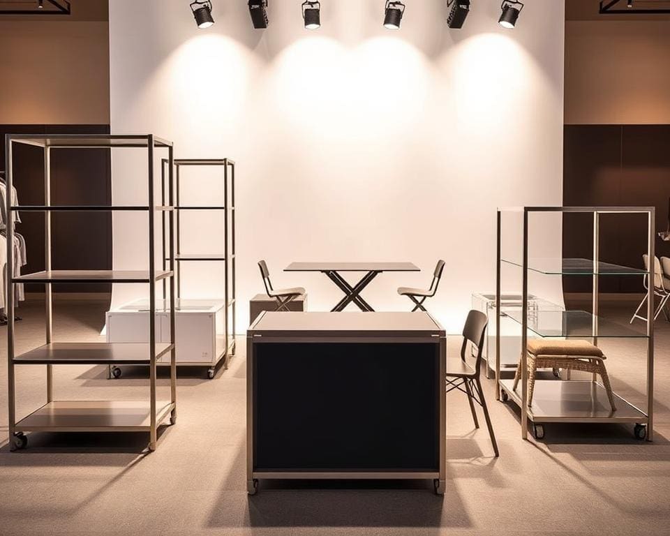 Mobiele meubels voor tijdelijke winkelinrichting