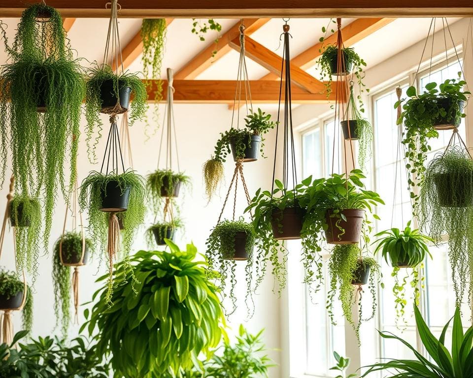 Wat zijn leuke manieren om planten op te hangen?