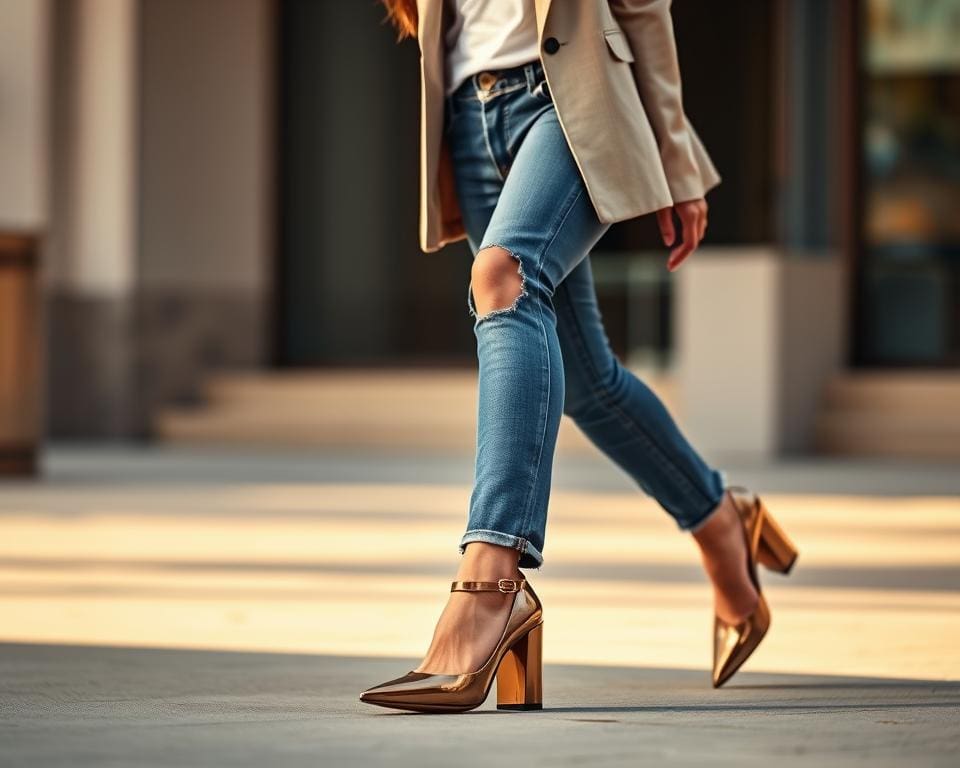 casual looks met statement schoenen