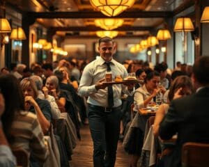 Hoe ontvangt een ober een volle zaak?