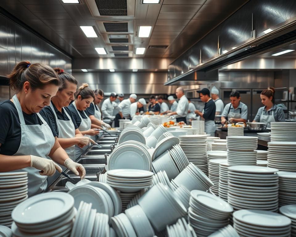 Hoe werkt een afwasploeg in de piekuren?