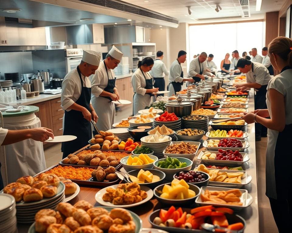ontbijtbuffet voorbereidingen